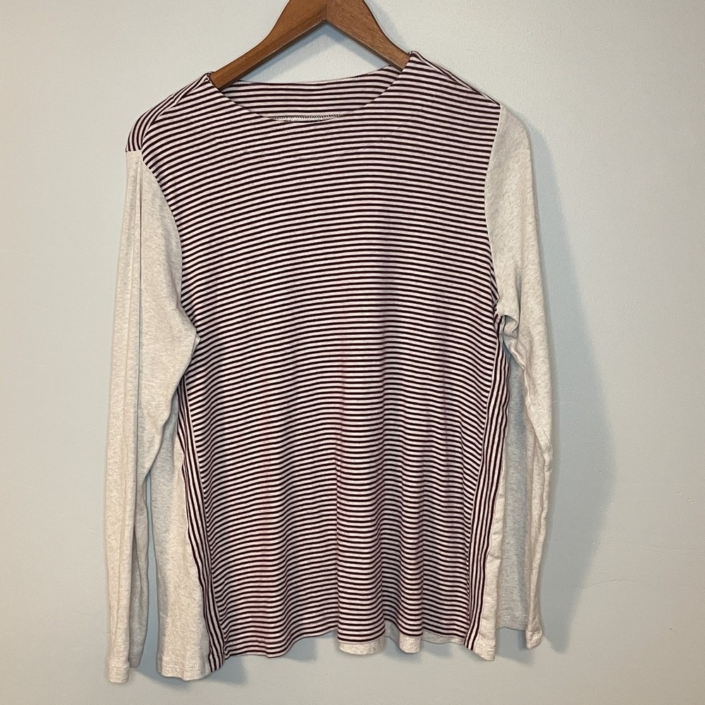 J. Jill Perfect Pima Red Striped A-Line Top Women's M Long Sleeve Knit
